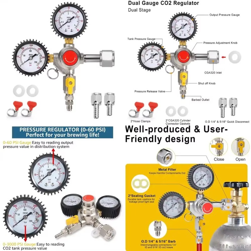 Co2 Regulator Dual Stage - Regulator CO2 do piwa, regulator ciśnienia